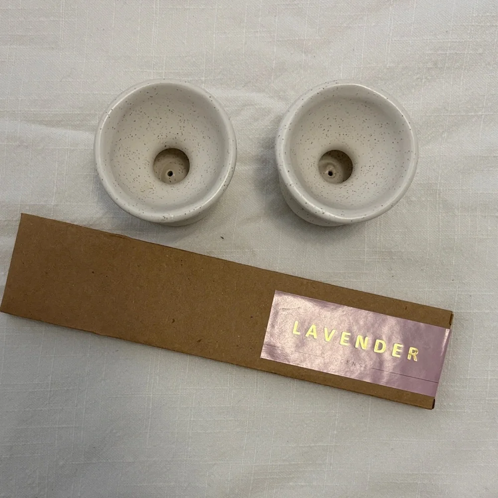 Speckled White Ceramic Incense Holder with Lavender Incense